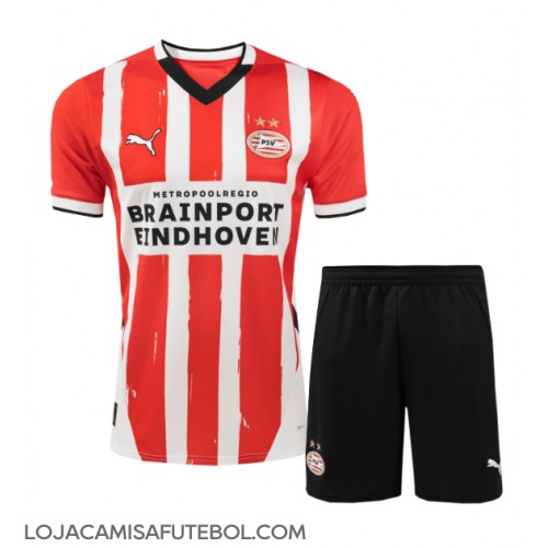 Camisa de Futebol PSV Eindhoven Equipamento Principal Infantil 2024-25 Manga Curta (+ Calças curtas)